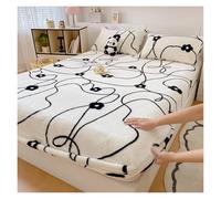 Velvet Fitted Sheet Super Warm Mattress Cover For Single King Bed Linen Leopard Art Floral Home Adult Bedding(Art flower,200x200 by 25cm)