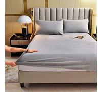 Velvet Fitted Sheet Twin Size,Gray Fleece Plush Bed Sheet Mattress Protector Cover with 15'' Deep Pocket Warm Fuzzy Bottom Sheet (Not Include Pillowcases)