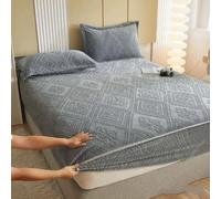 Velvet Flannel Fitted Sheet, Ultra Soft Quilted Fleece Bed Sheet, 12-Inch Deep Pockets, No-Pop Elastic for Snug Fit, Soft and Durable Bed Sheet(Grey,120x200cm+15CM)