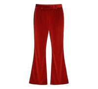 Velvet Flare Pants for Girls Elegant Solid Color Wide Leg Trousers Soft Stretch Comfortable Casual Wear Party Outfit Red