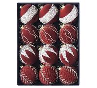 Velvet Flocked Christmas Balls - 12 Set, Shatterproof Holiday Tree Ornaments, Soft Touch Decorative Baubles | Luxury Hanging Decorations for Indoor Outdoor Display