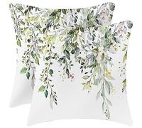 Velvet Floral Spring Pillow Covers 18 x 18 Inch Set of 2 Vintage Wild Flowers Decor Sage Green Throw Pillows Leaves Outdoor Farmhouse Wildflower Plant Decorative Cushion for Couch Bed Sofa