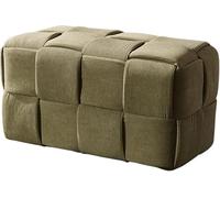Velvet Footstool - Upholstered Cube Vanity Stool, Breathable Fabric Ottoman for Living Room & Sofa, Stylish Cross Weaving Design