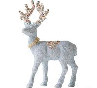Velvet glittered reindeer figurine, perfect Christmas ornament for seasonal home decoration on tables and For Windows (F)