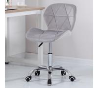 (Velvet Grey) Charles Jacobs Cushioned Swivel Office Chair