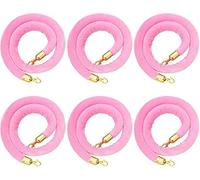 Velvet Guide Rope with Polished Gold Hooks, Queue Barrier, Crowd Control for Cinemas, Hotels, Diversion(4.9ft/150cm,6ps)