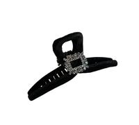 Velvet Hair Claw Large Diamond Square Bule ark Clamp All-Match Autumn Winter Clip Fre out Look Acce(Black large size 13cm)