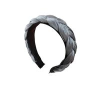Velvet Hairband Simple Wide Fashion Hairpin, Twisted Braid Headband(Grey)