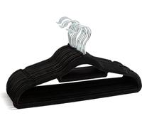 Velvet Hangers, 41.5 cm Wide, Space-Saving, High Load Capacity, with 360° Swivel Hooks, for Coats Shirts Suits, SLIM HANGER, HANGER, SPACE SAVING HANGER, Pink, Grey and Black. (Black, 10)