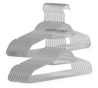 Velvet Hangers 50 Pack - Non-Slip Clothes Hangers with Tie Bar & 360° Hook - Durable & Sturdy, Space-Saving Wardrobe Organisers for Suits, Jackets & Clothes (Grey) | M&W