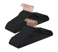 SONGMICS Velvet Hangers, Set of 50 Coat Hangers for Clothes, Non-Slip, with Tie Bar and 360° Swivel Hook, Space-Saving, 0.6 cm Thick, 43.5 cm Long, for Trousers, Rose Gold and Black CRF21BK50