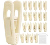 Velvet Hangers Clips Non-Slip - 20 Pcs Strong Grip Felt Finger Clip, Home Drying Rack, Non-Slip Removable Artificial Velvet Flocked Clothes Clips for Towel Coat Pants Skirt Trousers Hanger, Beige