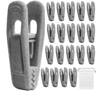 Velvet Hangers Clips Non-Slip - 20 Pcs Strong Grip Felt Finger Clip, Home Drying Rack, Non-Slip Removable Artificial Velvet Flocked Clothes Clips for Towel Coat Pants Skirt Trousers Hanger (Gray)