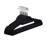 Velvet Hangers Clothes Coat Hangers, Non-Slip, with Tie Bar Space-Saving 44CM Pack of 25/50 (Black, Pack of 25)