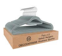 Velvet Hangers, Space Saving Non Slip Coat Hangers for Clothes Multipack (Grey, 20 Pack)