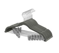 Velvet Hangers with Adjustable Clips, Grey / Set of 10