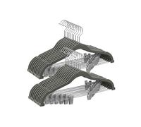 Velvet Hangers with Adjustable Clips, Grey / Set of 20