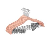 SONGMICS Set of 10 Velvet Trouser Hangers with Adjustable Clips | Non-Slip, Space-Saving, 42.5 cm Long, for Skirts, Coats, Dresses, Pink, Hangers, Trouser Hanger CRF012R10