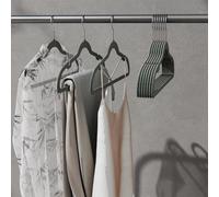Velvet Hangers with Shoulder Notches, Grey / 10