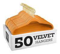 Velvet Hangers,wrinkle Resistant,ultra Thin Non Slip, Hook Hold Upto 11 Lbs/17.5 * 9 * 0.2 in (Orange_Gold Hook,10 Pack)