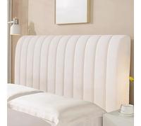 Velvet Headboard Cover - Elastic Fit Protection, Universal Size for Standard Beds, All-Inclusive Decorative Design for Bedroom,Beige,210cm