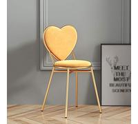 Velvet Heart Shaped Back Vanity Stool - Elegant Girl's Room Furniture with Gold Metal Legs - Perfect for Makeup Desk or Coffee Table - Chic Home Accent