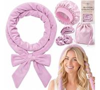 Velvet Heatless Hair Curler for Heatless Curls Overnight - 63" No Heat Curls Overnight Rod with Cap, Clip & Ties, Curling Set Without Heat for Easy Hair Curling at Home, Rose Gold
