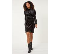Velvet High Neck Stud Bodycon Dress Dusk Black 12