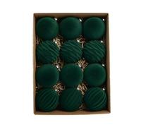 Velvet Holiday Bauble Set - 12 Pack Festive Tree Ornament Balls, Elegant Seasonal Decorations Balls | Fancy Design Christmas Tree Accessories Wonderland Bauble, Snowy Finish xmass Balls for Party