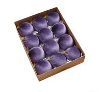 Velvet Holiday Ornament Set for Christmas For Tree, 12 Decorative Balls Measuring 8CM, Featuring Soft Velvet Texture and Contemporary Minimalist Look in Presentation Box (M)