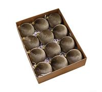 Velvet Holiday Ornament Set for Christmas For Tree, 12 Decorative Balls Measuring 8CM, Featuring Soft Velvet Texture and Contemporary Minimalist Look in Presentation Box (Q)
