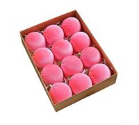 Velvet Holiday Ornament Set for Christmas For Tree, 12 Decorative Balls Measuring 8CM, Featuring Soft Velvet Texture and Contemporary Minimalist Look in Presentation Box (D)