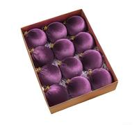 Velvet Holiday Ornament Set for Christmas For Tree, 12 Decorative Balls Measuring 8CM, Featuring Soft Velvet Texture and Contemporary Minimalist Look in Presentation Box (K)