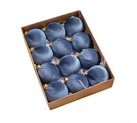 Velvet Holiday Ornament Set for Christmas For Tree, 12 Decorative Balls Measuring 8CM, Featuring Soft Velvet Texture and Contemporary Minimalist Look in Presentation Box (F)