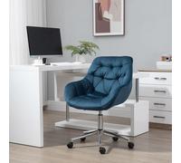 Vinsetto Velvet Home Office Chair Desk Chair with Adjustable Height, Grey - Blue