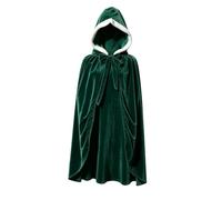 Velvet Hooded Cape Winter Cloak Medieval Stage Halloween Costume