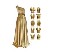 Velvet Infinity Dress with Bandeau,Convertible Bridesmaid Dresses,Plus Size Velvet Wrap Maxi Long Dress Multiway Formal Dress, Gold, One size