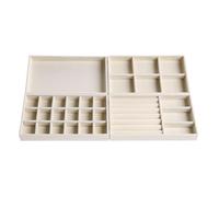 Velvet Jewelry Organizer for Drawer, Stackable Jewelry Storage Trays in Dresser, Small Drawer Inserts Display Case for Rings Stud Necklaces Accessories, Set of 4