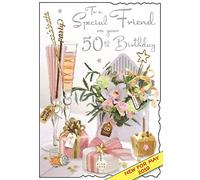 Velvet Jonny Javelin Friend 50th Birthday Card (V569) - Flowers, Cocktails and Presents Range