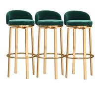 Velvet Kitchen Bar Stools, Swivel Counter Chairs with Backrest & Metal Legs, High Bar Stools for Home Kitchen Island/Breakfast, Set of 3, 29.5 Inches, Black