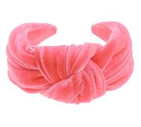 Velvet Knotted Top Knot Twist Turban Extra Wide Thick Fashion Formal Evening Boho Vintage Headband Alice Band Women Hair Hairband Christmas Birthday Wedding Guest Bridesmaid (Hot Pink)