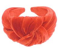 Velvet Knotted Top Knot Twist Twisted Turban Extra Wide Thick Fashion Formal Evening Boho Vintage Headband Alice Band Women Hair Accessory Hairband Christmas Birthday Wedding Guest Bridesmaid (Red)