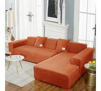 Velvet L Shaped Sofa Cover Machine Washable Scratch Resistant Cat Proof Soft & Comfortable Dust Proof for Living Room (Orange Coffee 1 Seat 90 140cm 1pc)