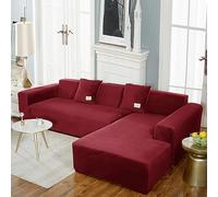 Velvet L Shaped Sofa Cover Washable Cat Scratch Resistant Soft & Comfortable Dust Proof Couch Protector for Living Room (Wine Red 1 Seat 90 140cm 1pc)