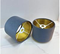Velvet Lamp Shade High Quilty Shade Ceiling,Table, Floor lampshade Gold Lining. (Grey, Diameter 40 x 24cm Height)