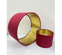Velvet Lamp Shade High Quilty Shade Ceiling,Table, Floor lampshade Gold Lining. (Red, Diameter 40 x 28cm Height)