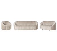 Living Room Set 6 Seater MALUNG Velvet Beige