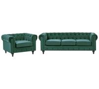 Velvet Living Room Set Green CHESTERFIELD