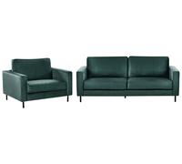 Beliani Living Room Set 4 Seater Savalen Velvet Dark Green