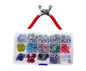 VELVET LONDON 100set Snap Button Fastener Kit, Press Studs Snap Fasteners No Sewing, Metal Poppers Fasteners Kit, Five Claw Buckle Tool for Sewing Crafts Children's Clothing (Multi-Colour)